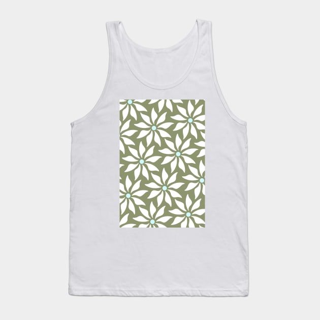 Pearl and Blue Aster Flowers Retro Pattern Tank Top by cesartorresart